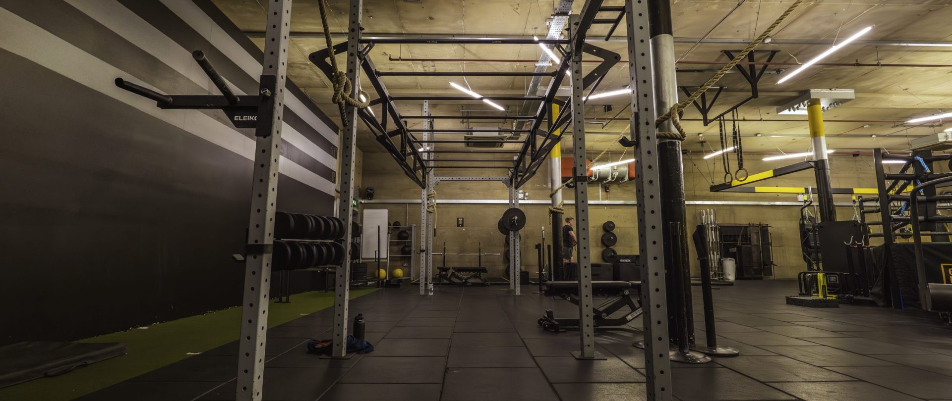 Gymbox Bank functional training rig with sled track
